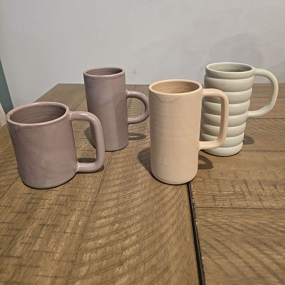 Set Of 4 Studio Art Mugs Ceramic Pottery Klei Handmade In Boise Idaho Desert